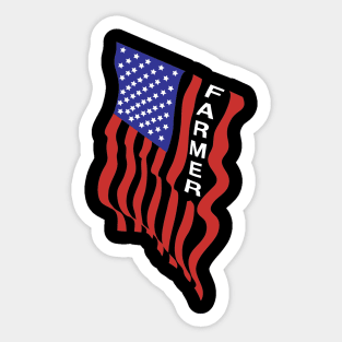 Independence Day Gifts Farmer American Flag T-shirt Sticker